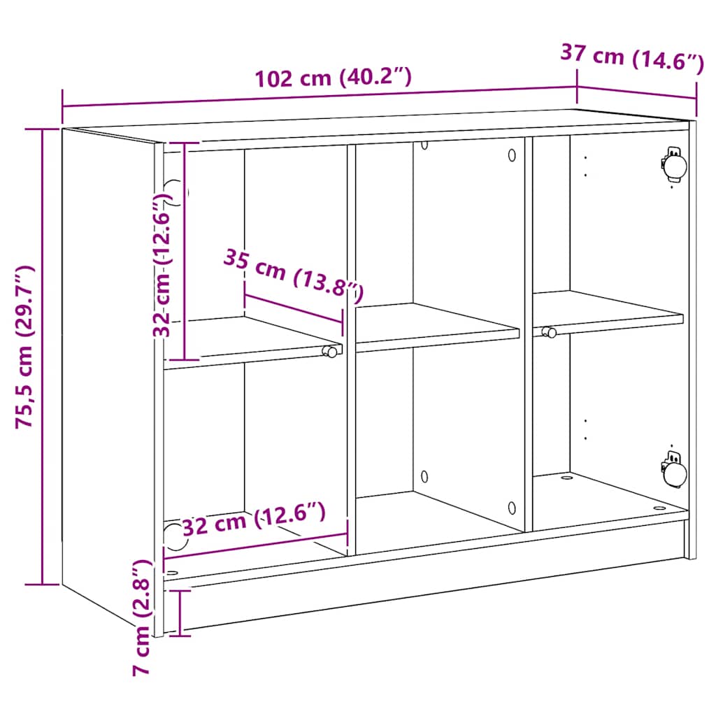 Bücherschrank mit Türen Weiß 204x37x75 cm Holzwerkstoff