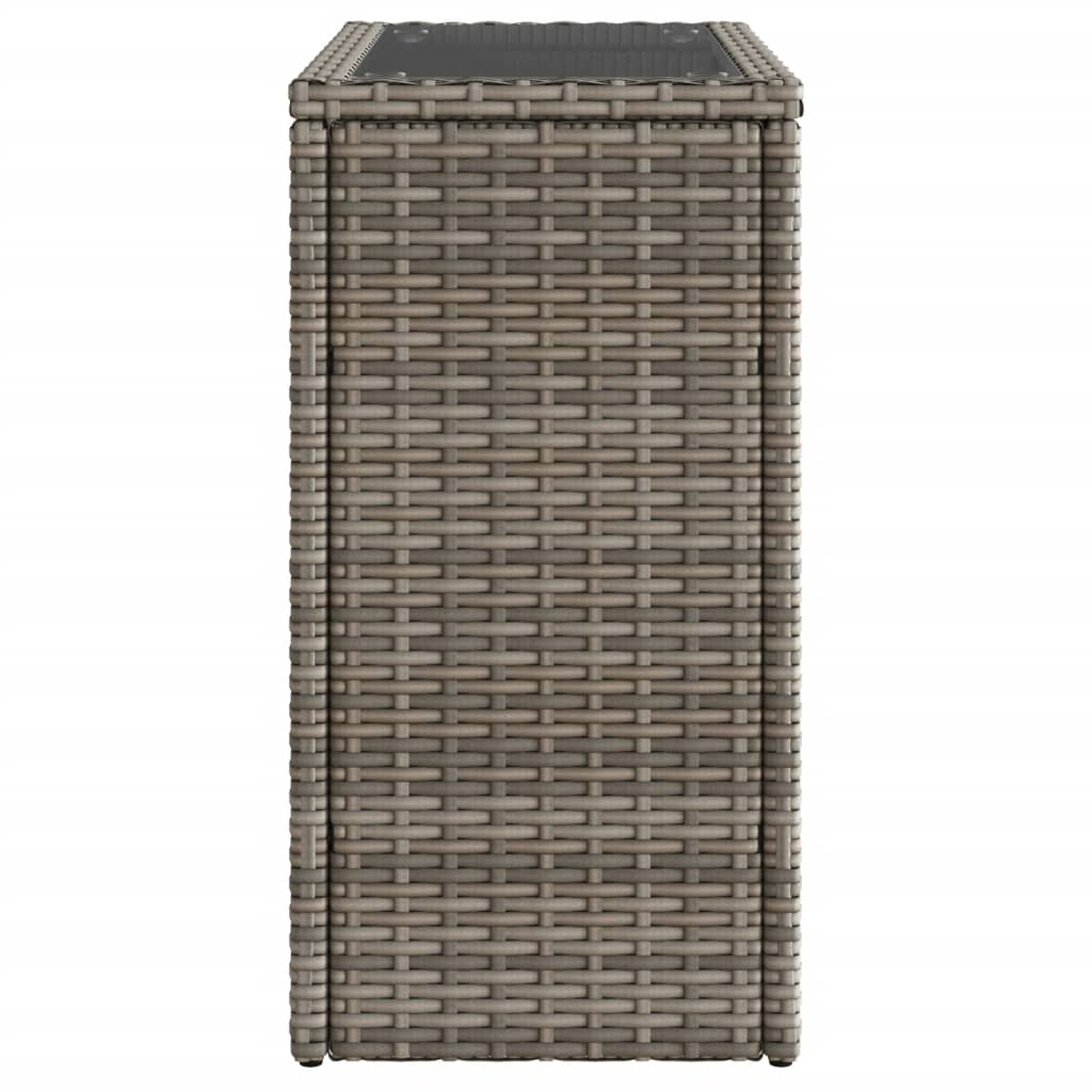 Garten-Beistelltisch mit Glasplatte Schwarz 58x27,5x55cm Rattan