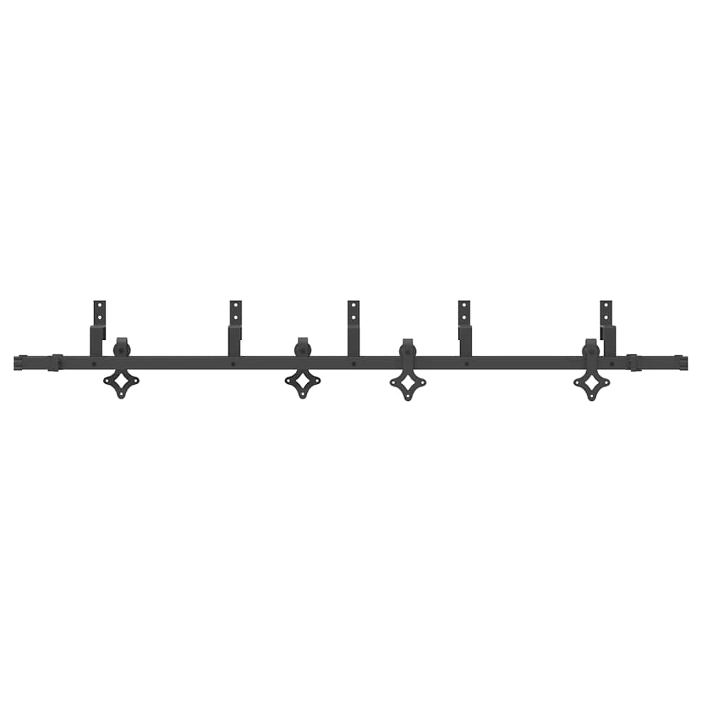 Schiebetürbeschlag-Set 152,5 cm Stahl Schwarz
