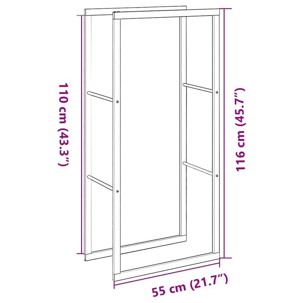 Brennholzregal Schwarz 55x30x61 cm Stahl