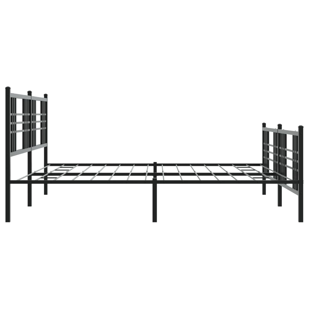Bettgestell mit Kopf- und Fußteil Metall Schwarz 90x200 cm