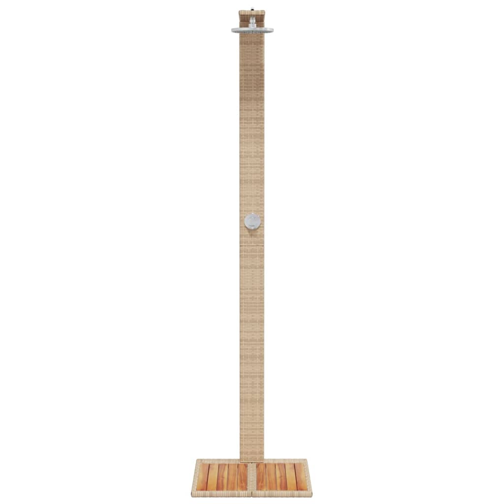 Gartendusche Schwarz 50x55x224 cm Poly Rattan und Akazienholz