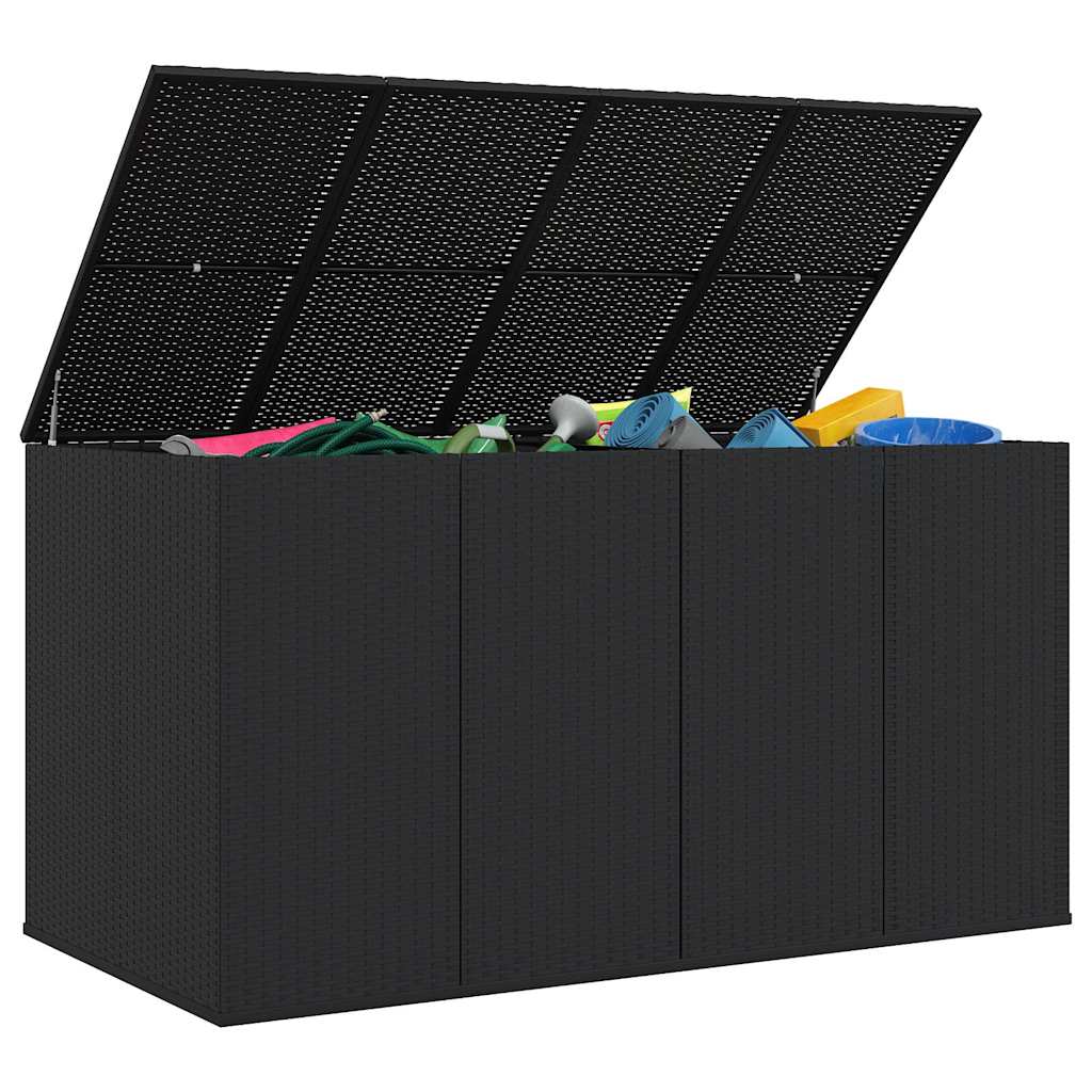 Garten-Kissenbox PE Rattan 100x49x103,5 cm Schwarz