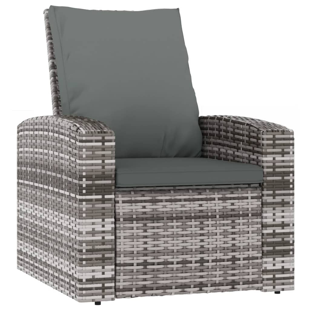 Gartensessel Verstellbar mit Kissen Hellbraun Poly Rattan