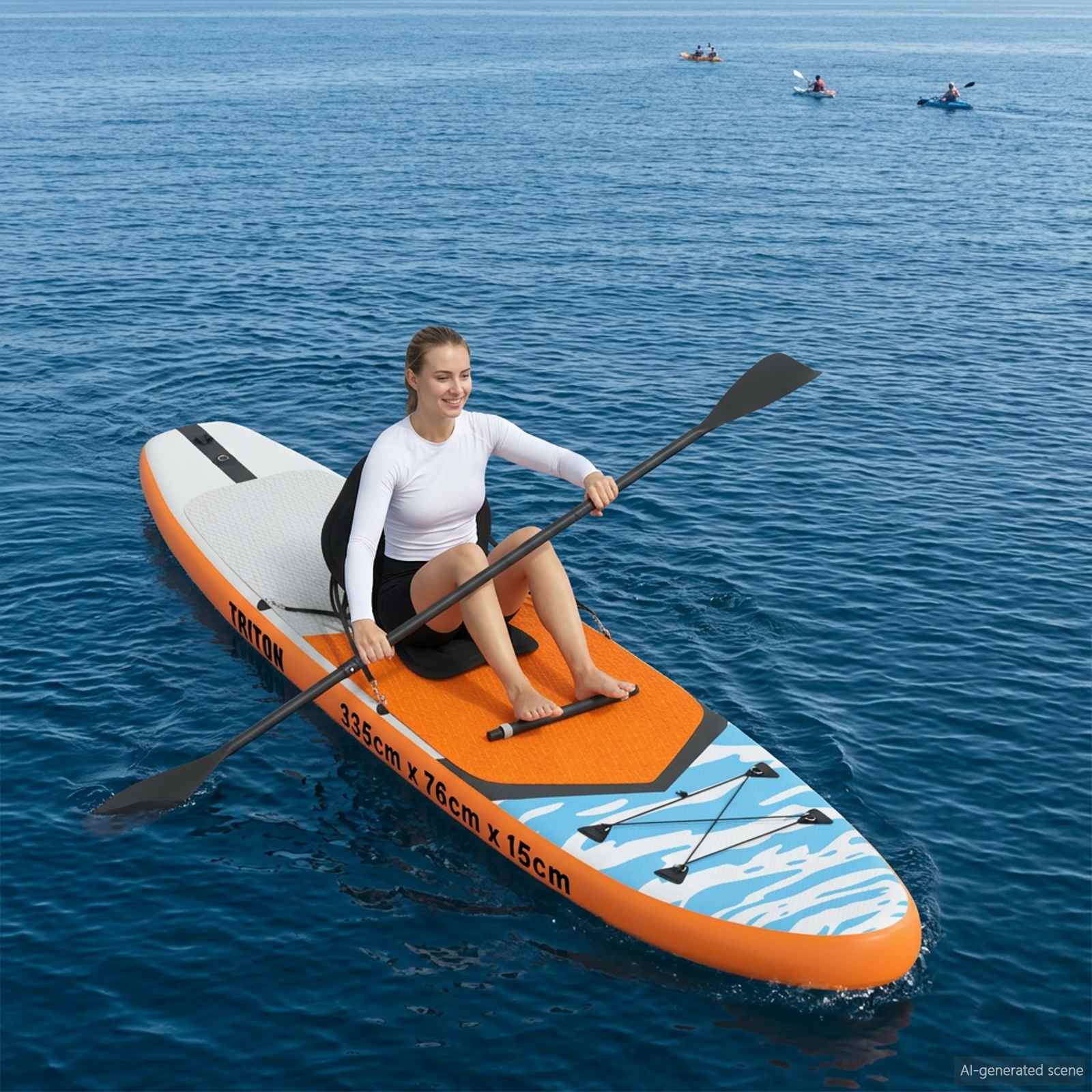 SUP Board mit Sitz 2-in-1 POSEIDON 305 x 76 x 15 cm Grün für