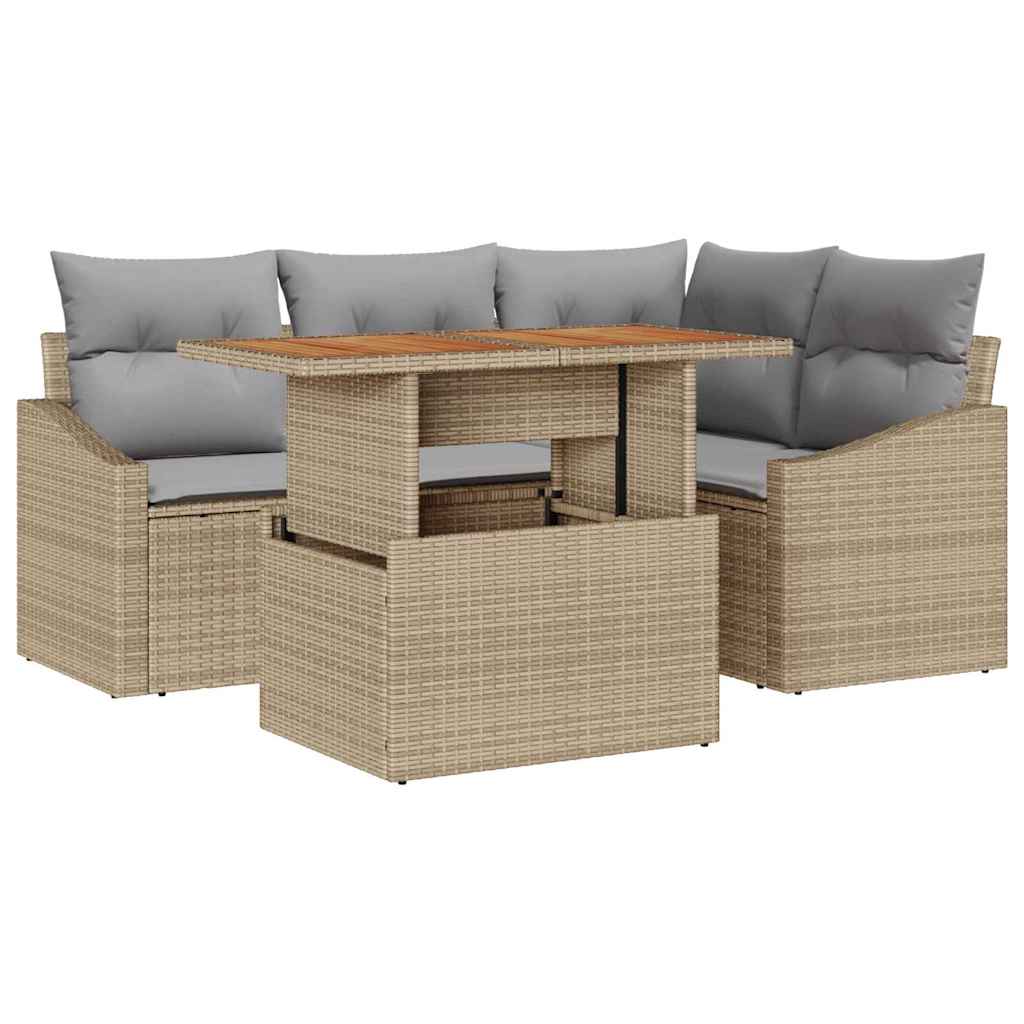Garten Essgruppe mit Kissen 5 pcs Schwarz und Creme
