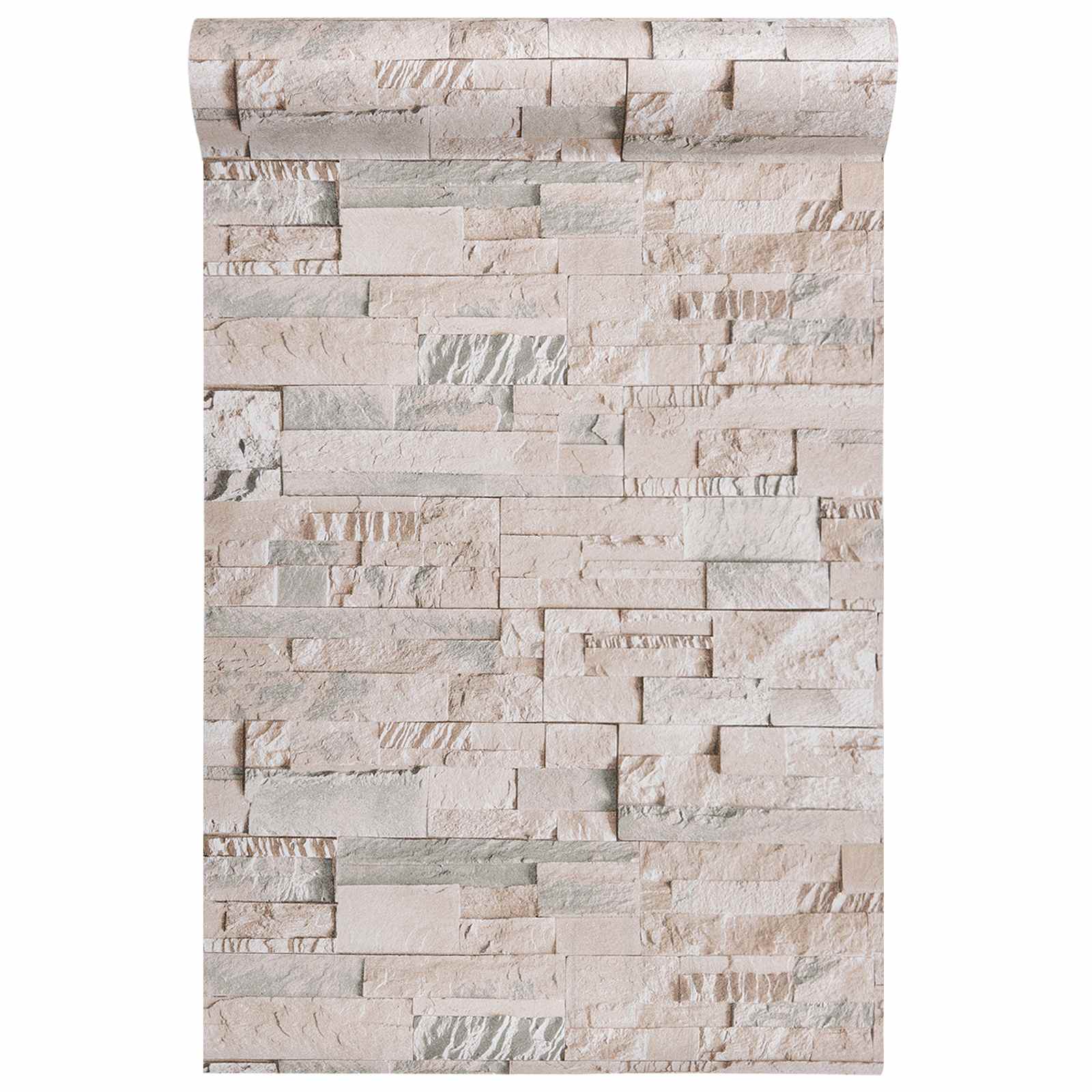 3D Stein Tapete Beige 10 x 0,53 m Vliesstoff