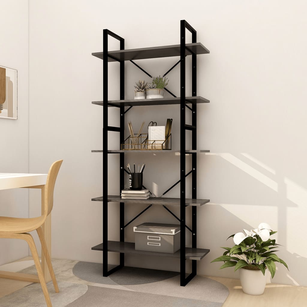 Bücherregal 5 Fächer 40x30x175 cm Massivholz Kiefer