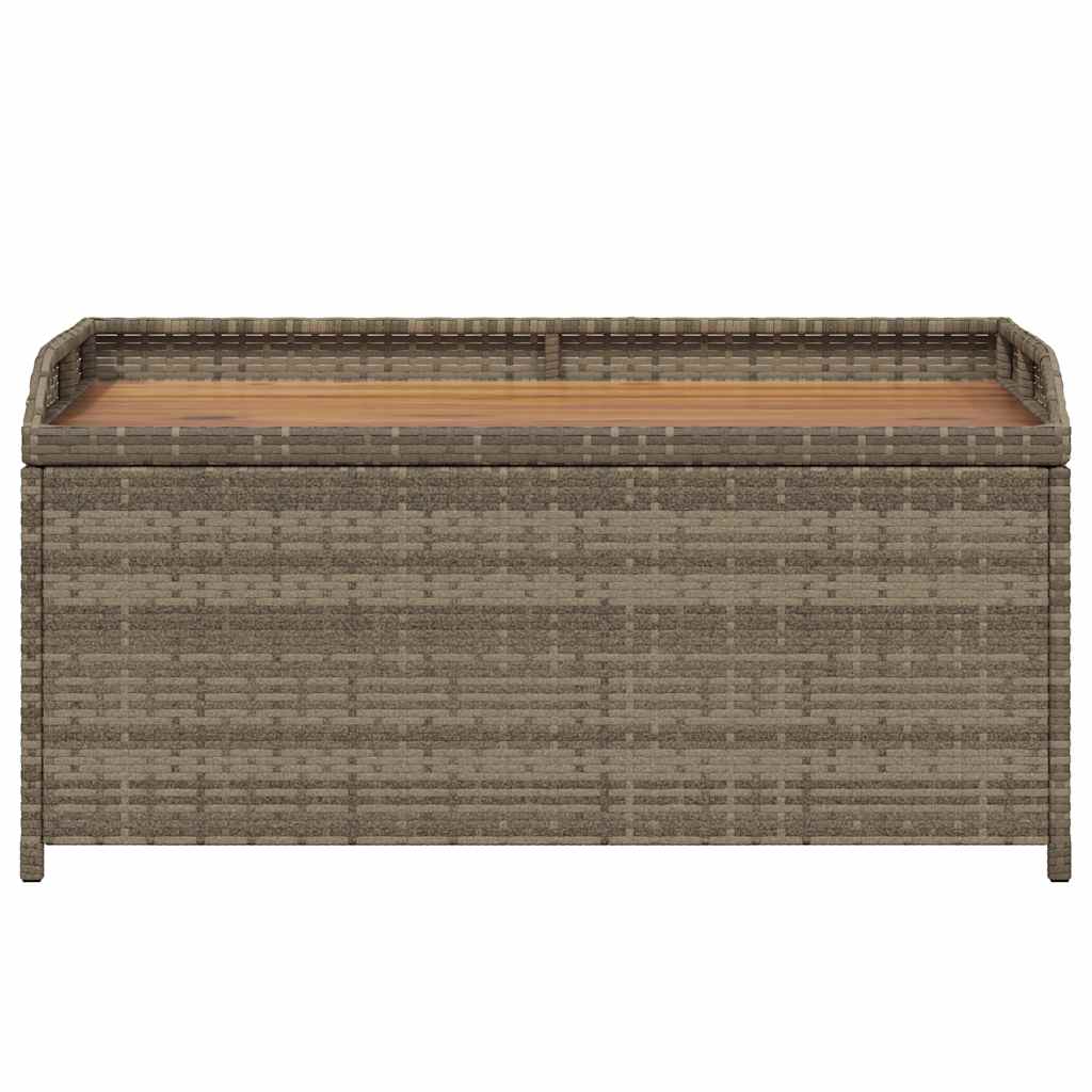 Bank mit Stauraum Schwarz 100x50x52 cm Poly Rattan Akazienholz