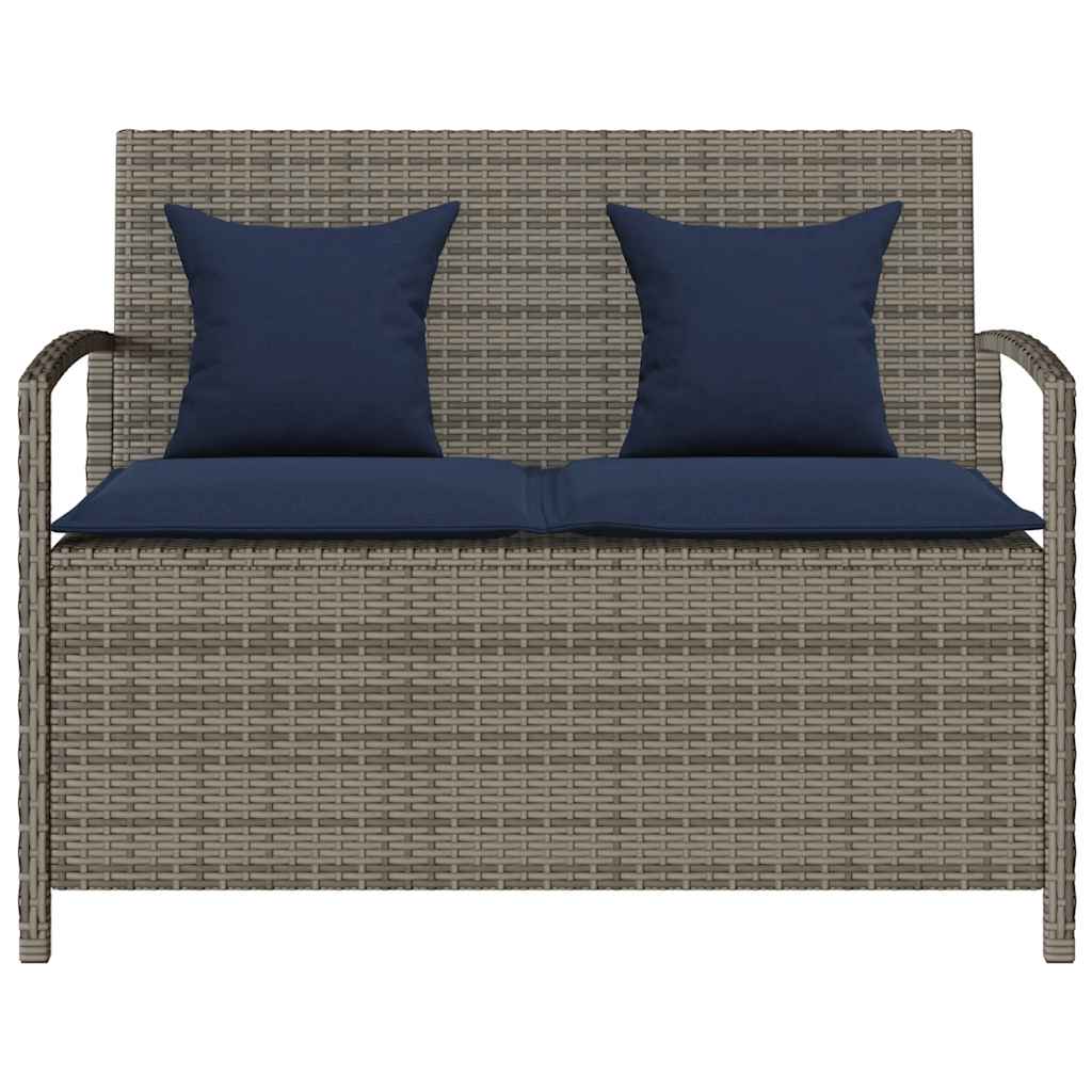 Gartenbank mit Stauraum und Kissen Schwarz Poly Rattan