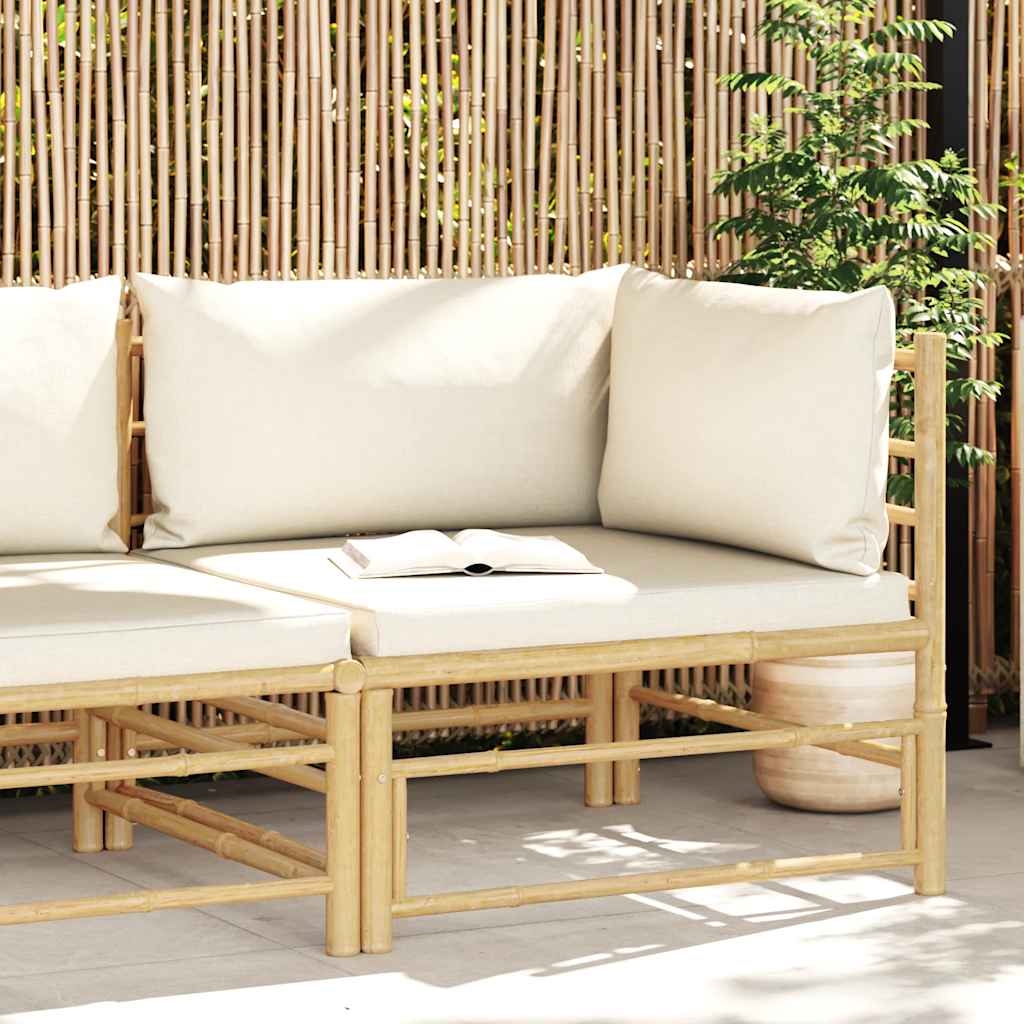 3-tlg. Garten-Lounge-Set mit Kissen Bambus