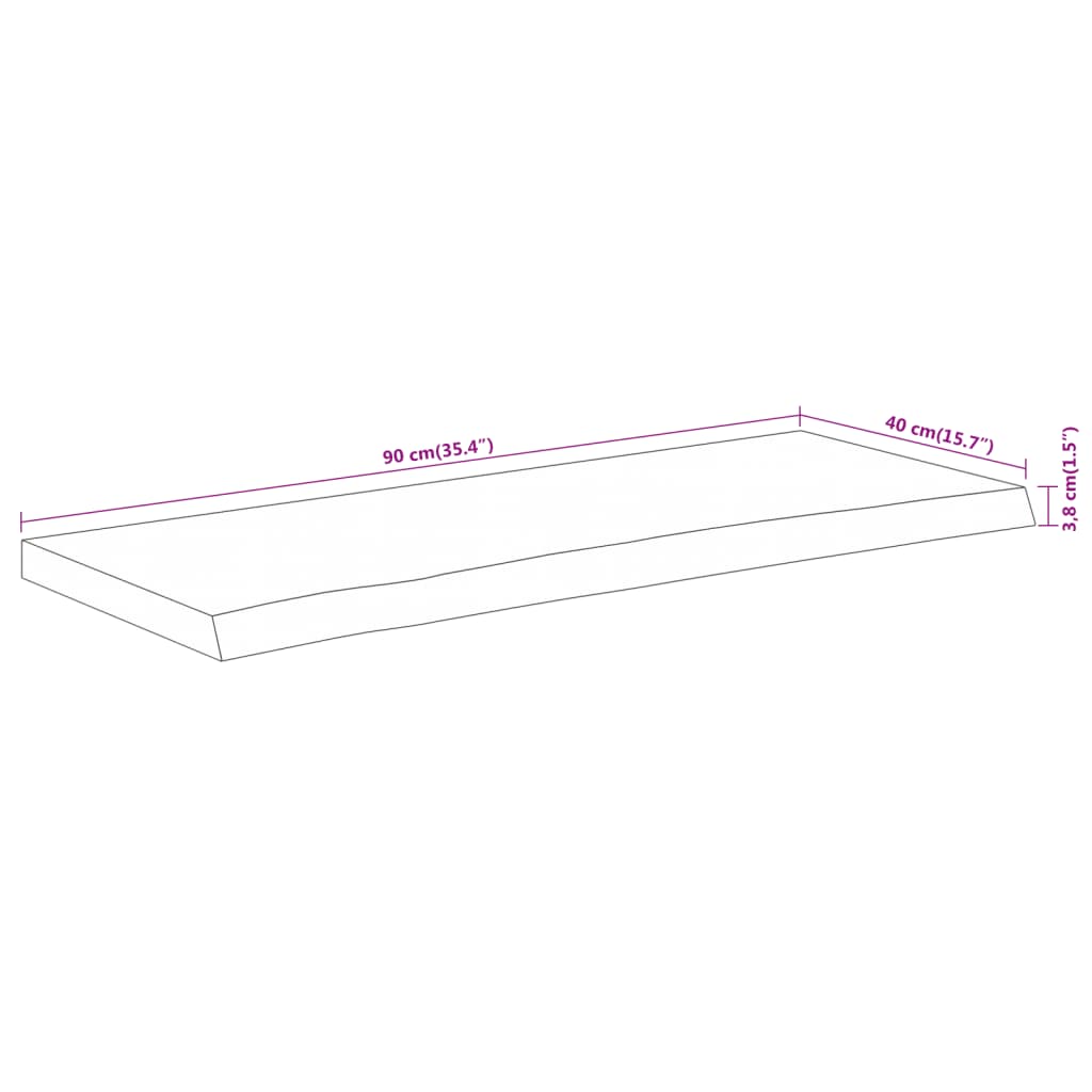 Wandregal 40x20x2,5 cm Rechteckig Massivholz Akazie Baumkante