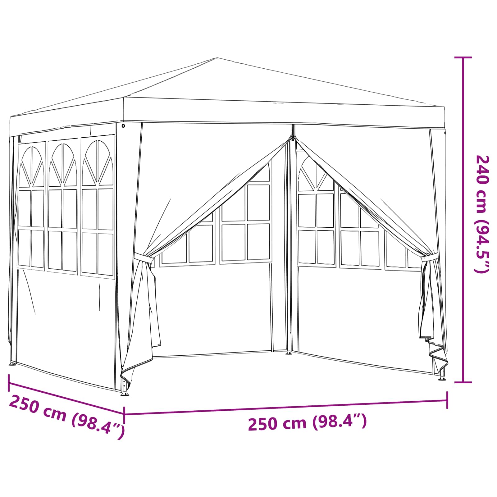 Party-Zelt Rot 200 x 200 x 240 cm PE und Stahl