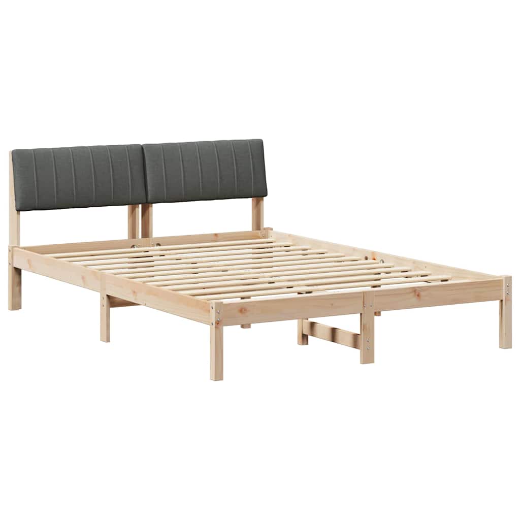 Bettgestell Braun und hellgrau 200 x 200 cm Massivholz Kiefer
