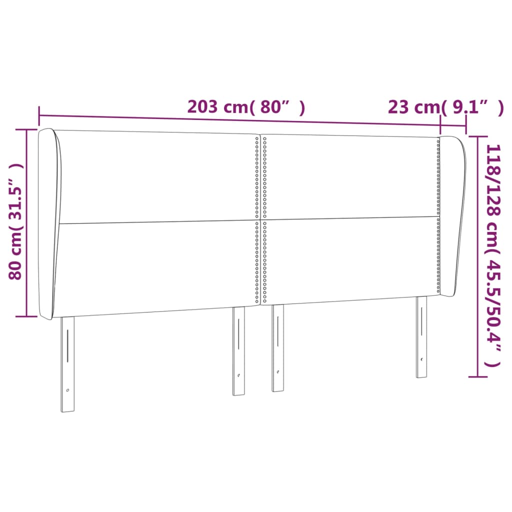 Kopfteil mit Ohren Dunkelgrau 83x23x78/88 cm Stoff