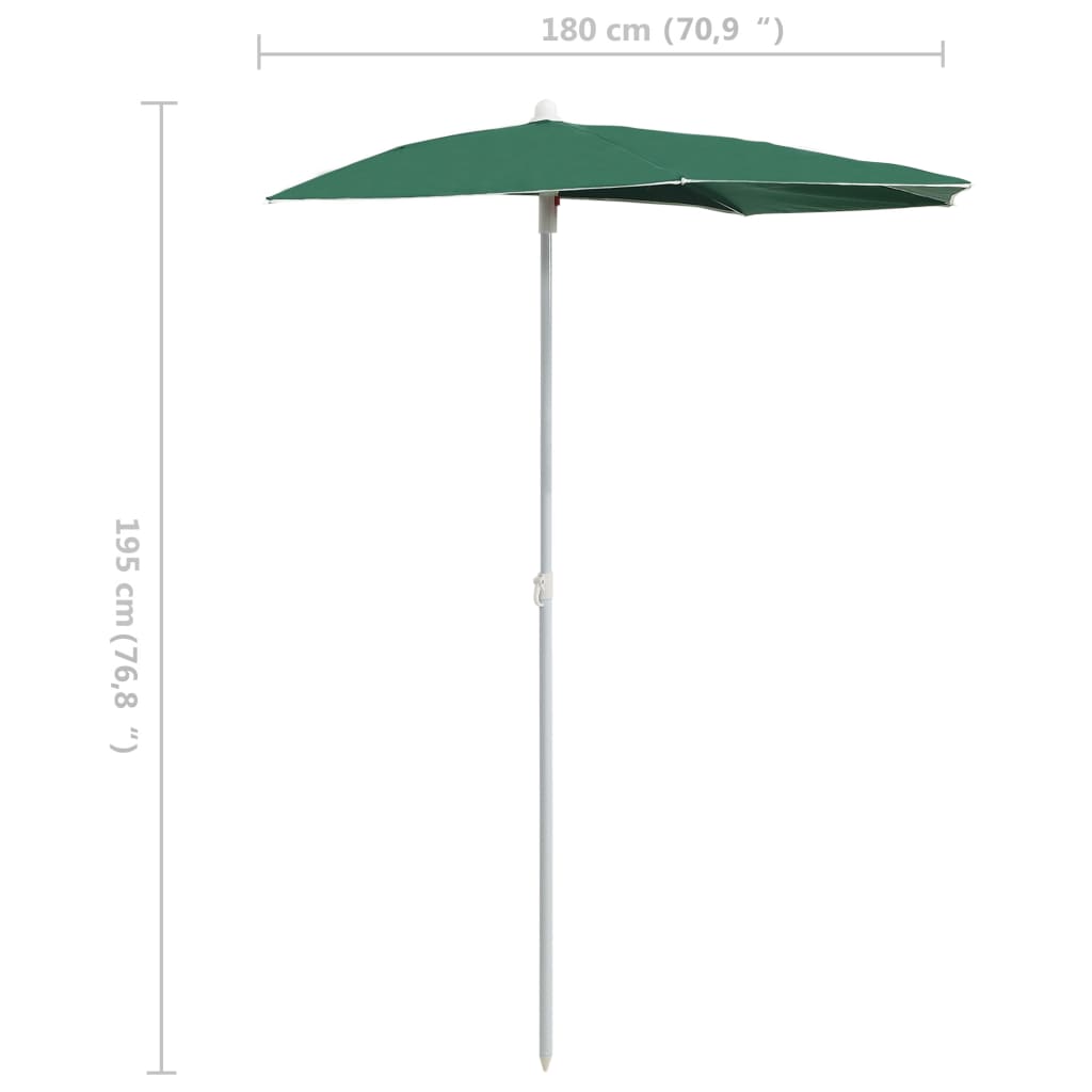 Halb-Sonnenschirm mit Mast 180x90 cm Anthrazit