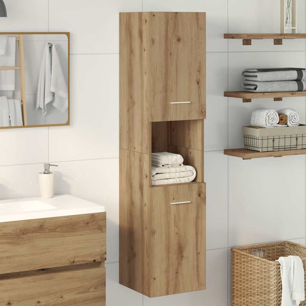 Badezimmerschrank Weiß 30x30x130 cm Holzwerkstoff