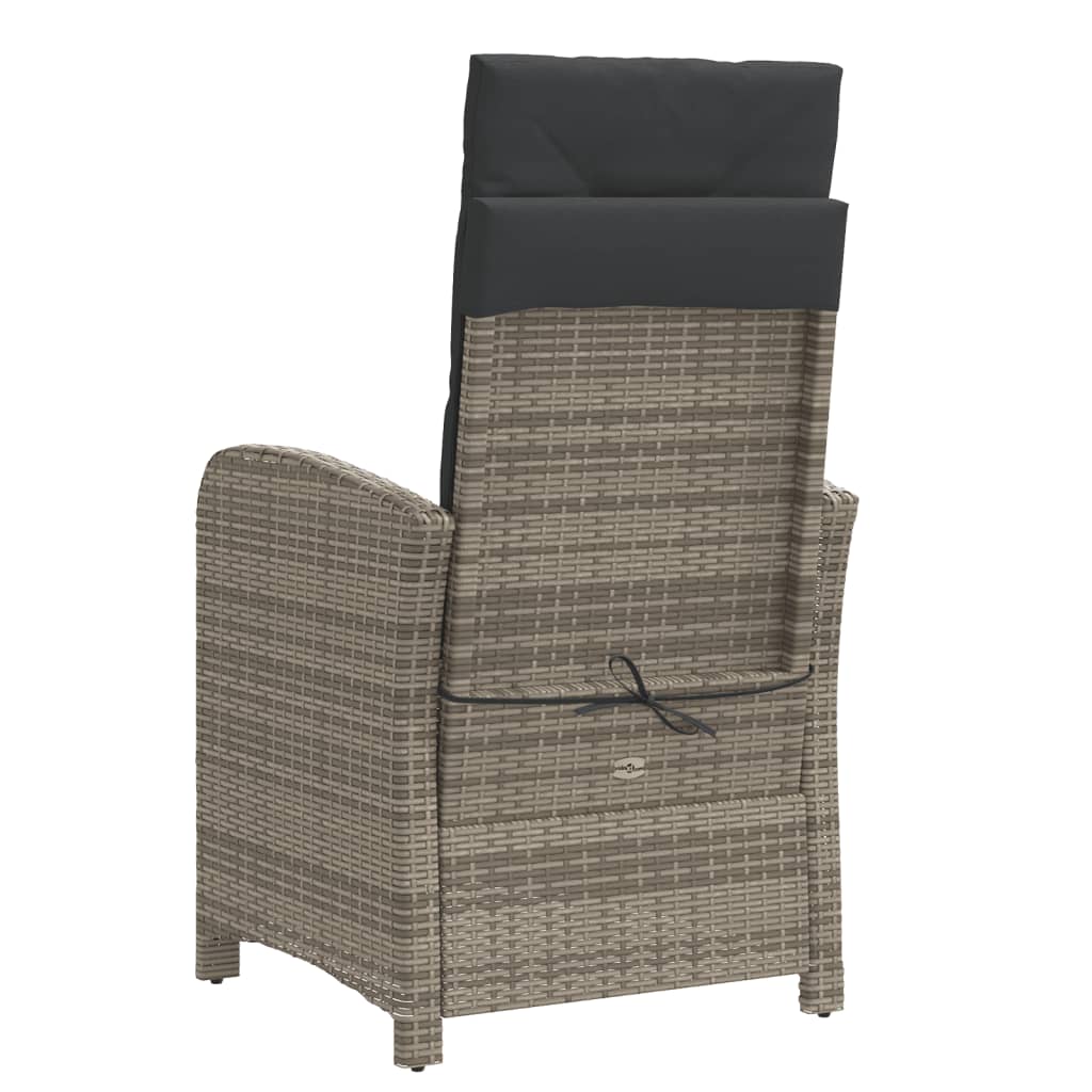 Gartensessel Verstellbar mit Kissen Schwarz Poly Rattan