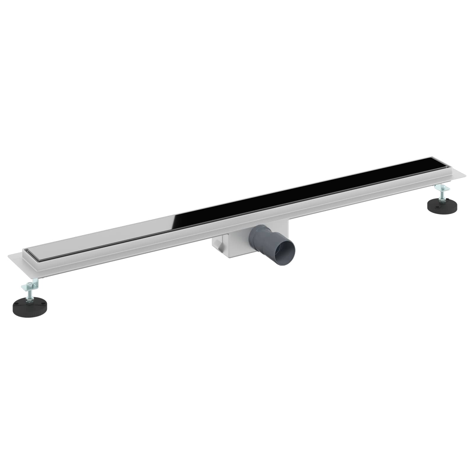 Duschabfluss mit Glasabdeckung Schwarz 50 cm Edelstahl 304