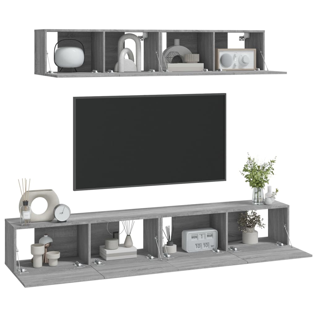 4-tlg. TV-Schrank-Set Weiß Holzwerkstoff