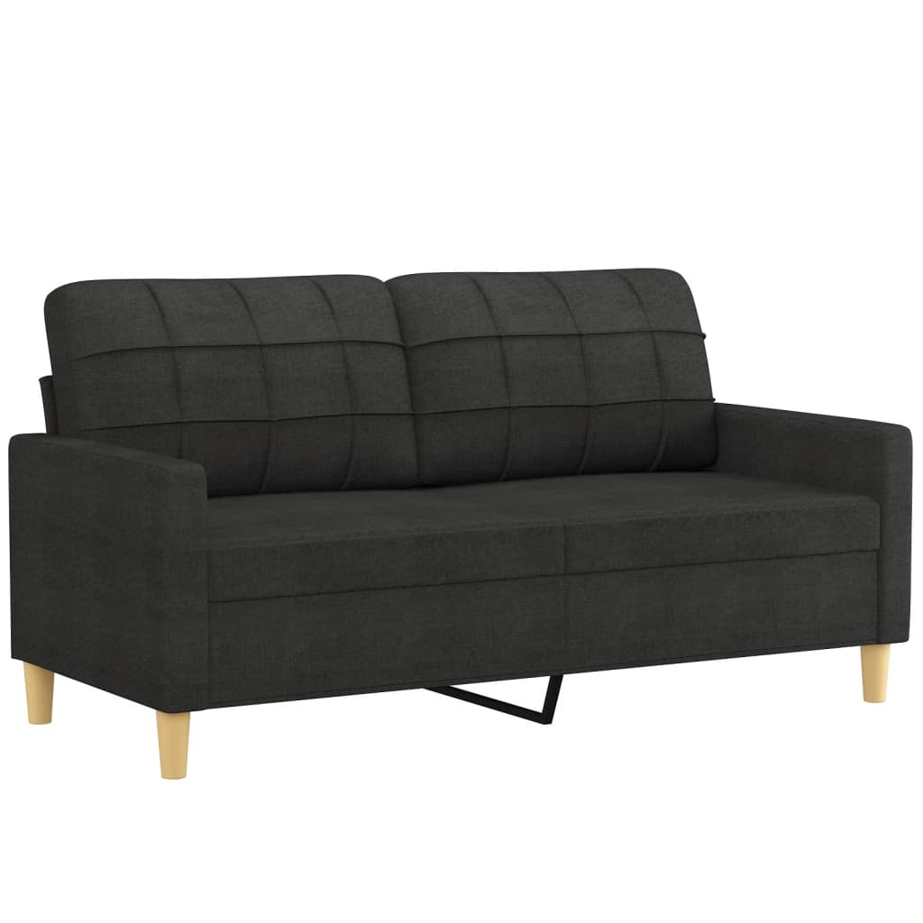 3-tlg. Sofagarnitur mit Kissen Creme Stoff