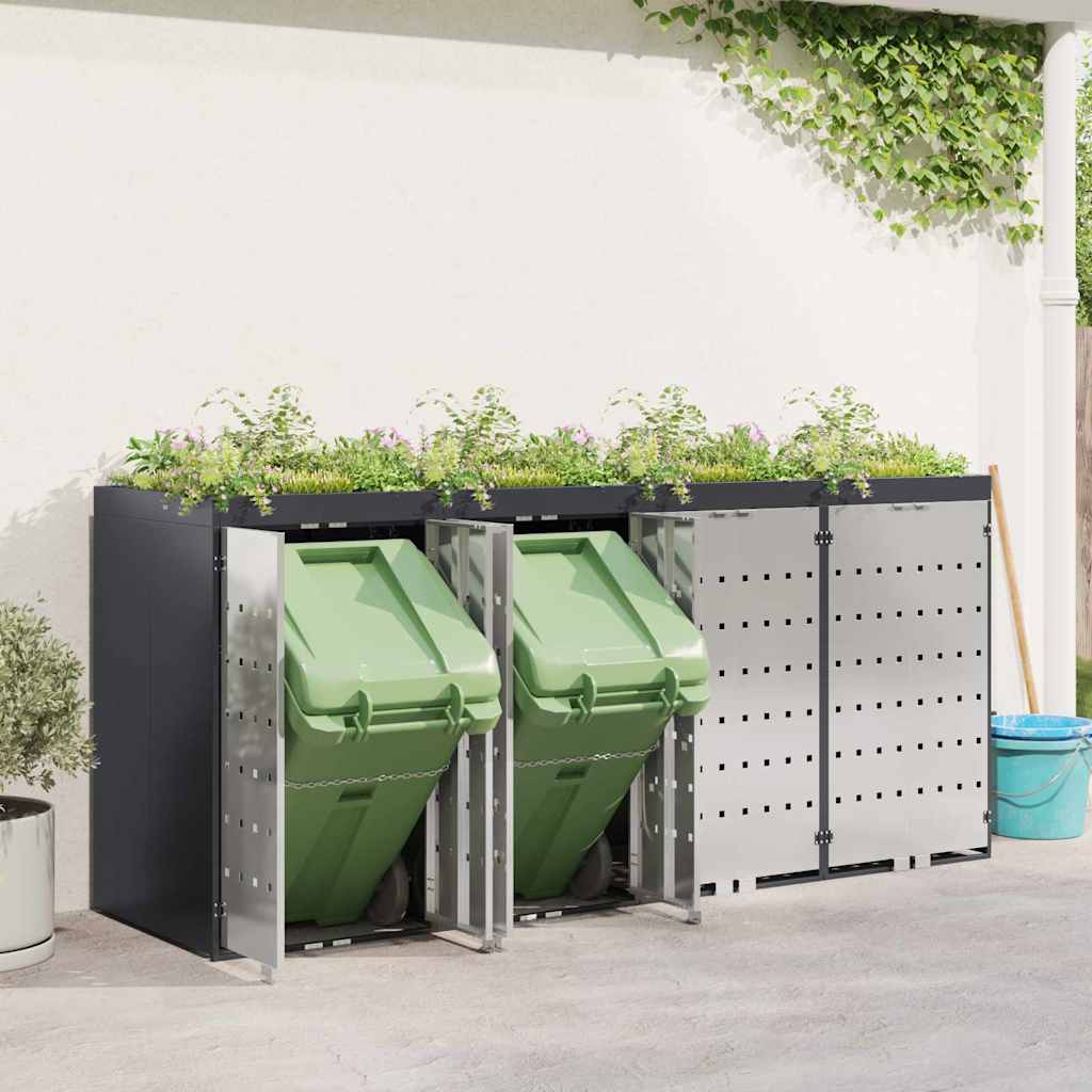 Wagenmüllbehälter für 2 Behälter Stahl Anthrazit