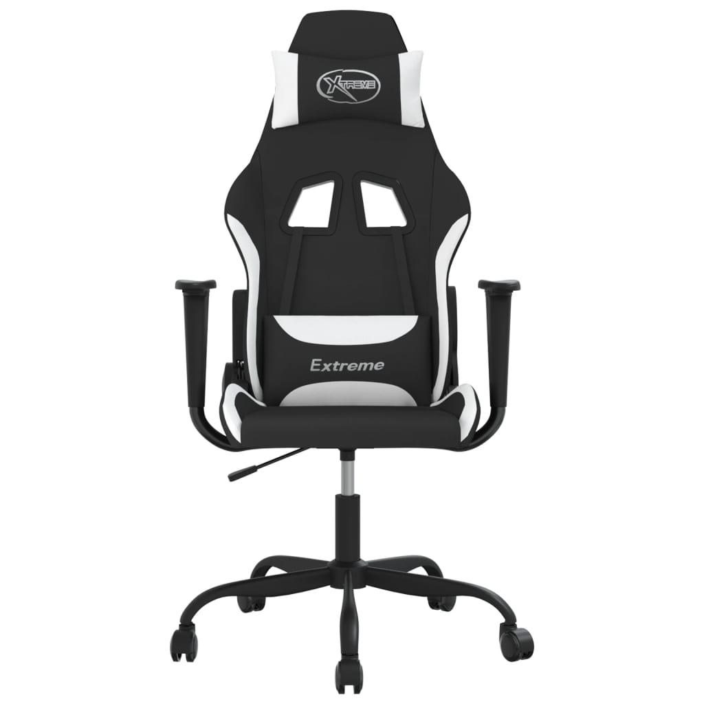 Gaming-Stuhl mit Massagefunktion Schwarz und Creme Stoff