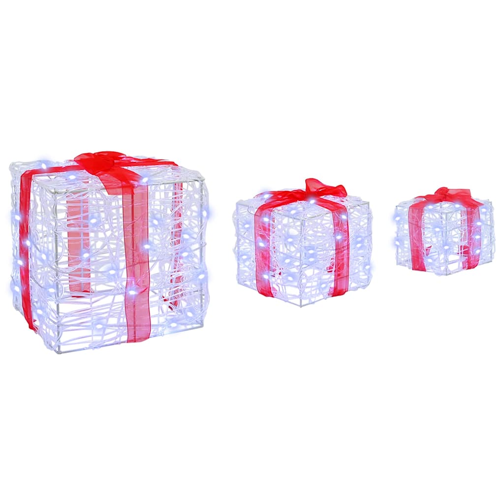 Geschenkbox mit 60 LEDs 3 pcs Warmweiß 20 x 20 x 20 cm Acryl