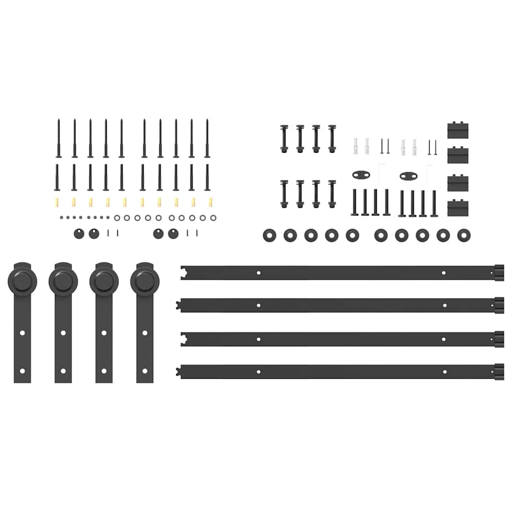 Schiebetürbeschlag-Set 366 cm Stahl Schwarz