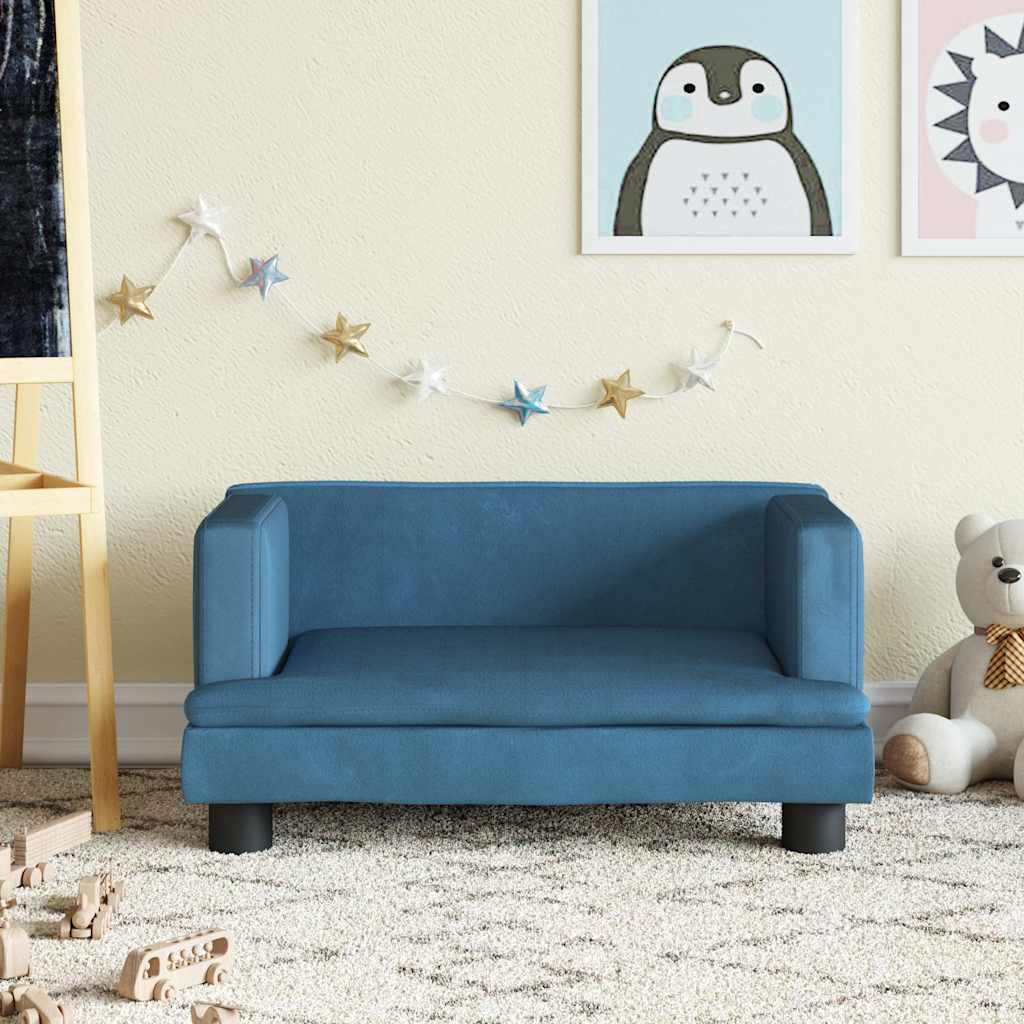 Kindersofa Blau 80x45x30 cm Samt