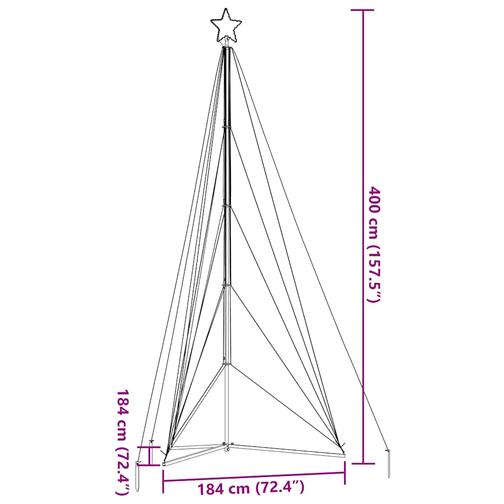 LED Weihnachtsbaum 363 LEDs Warmweiß 182 cm