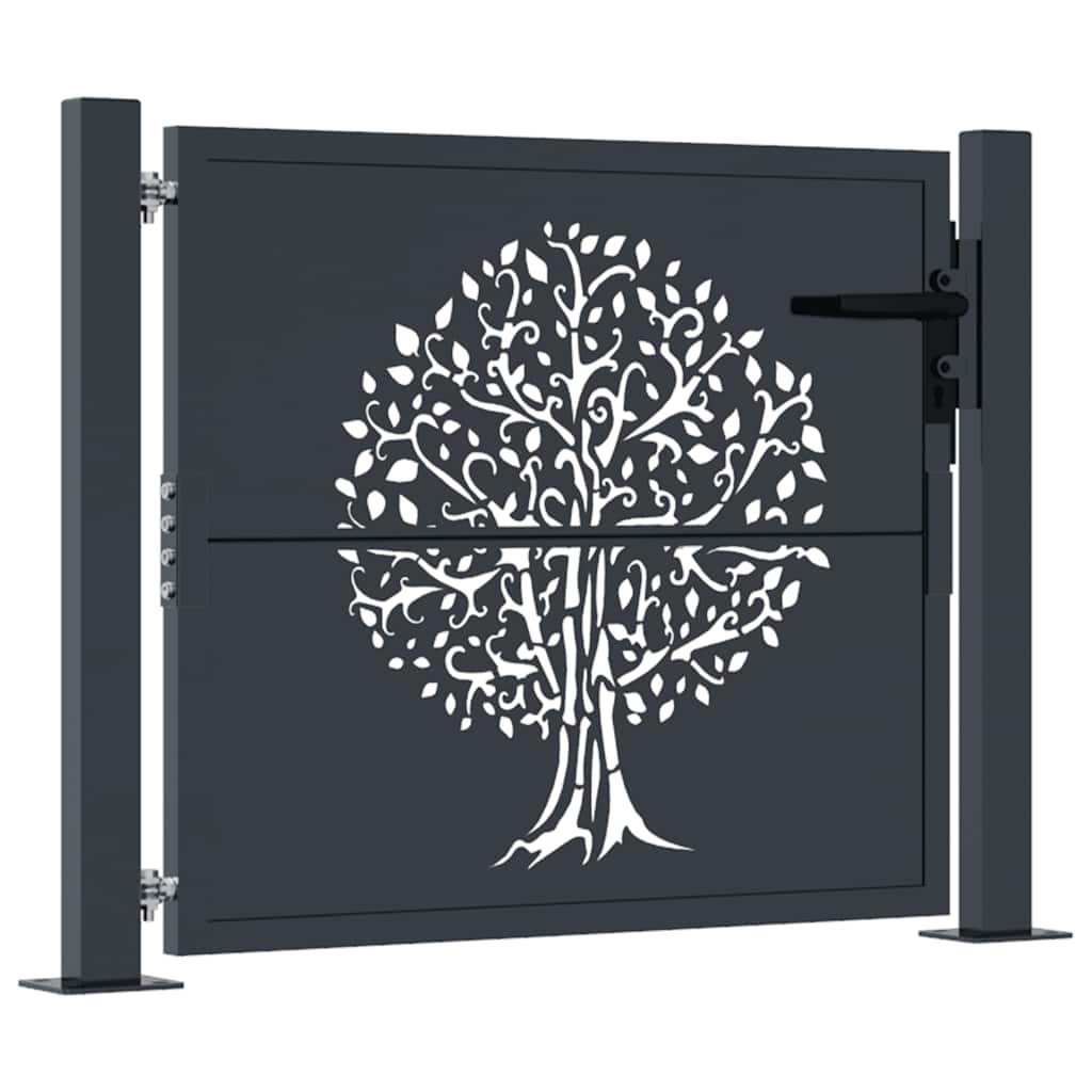 Gartentor Anthrazit 100x75 cm Stahl Baum-Design