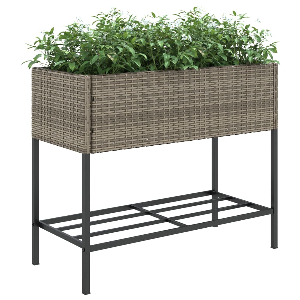 Hochbeete mit Ablage 2 Stk. Schwarz 70x28x70 cm Poly Rattan