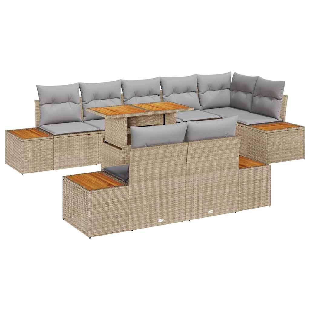 Garten Essgruppe mit Kissen 9 pcs Schwarz und Beige