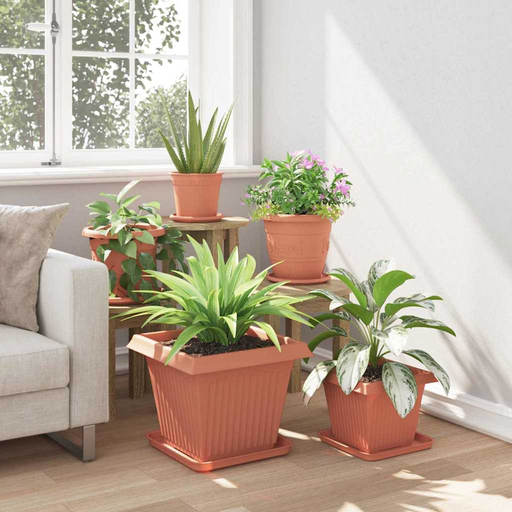 Blumentöpfe 6 pcs Ziegelrot 20 x 20 x 16 cm Kunststoff