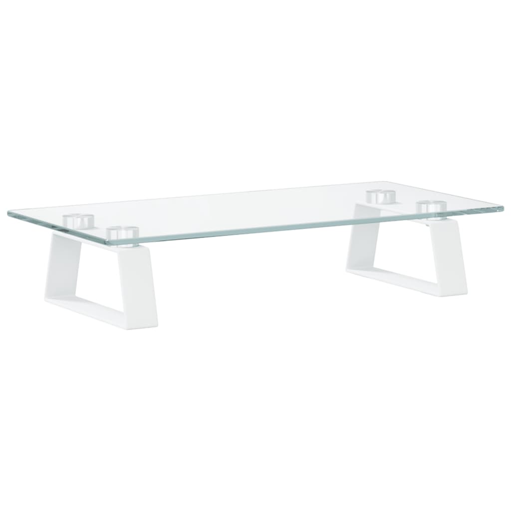 Monitorständer Weiß 60x20x8 cm Hartglas und Metall