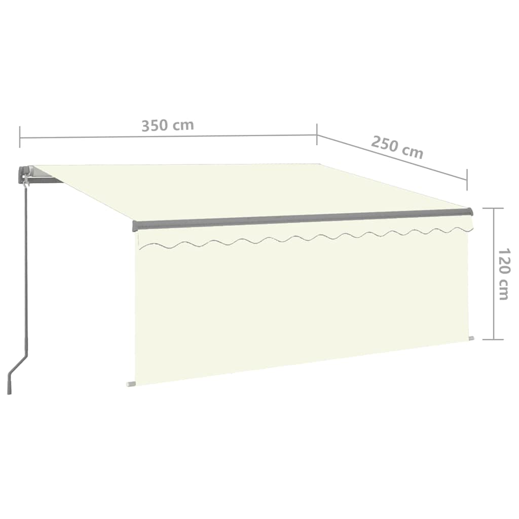Markise Manuell Einziehbar mit Rollo 3x2,5 m Creme