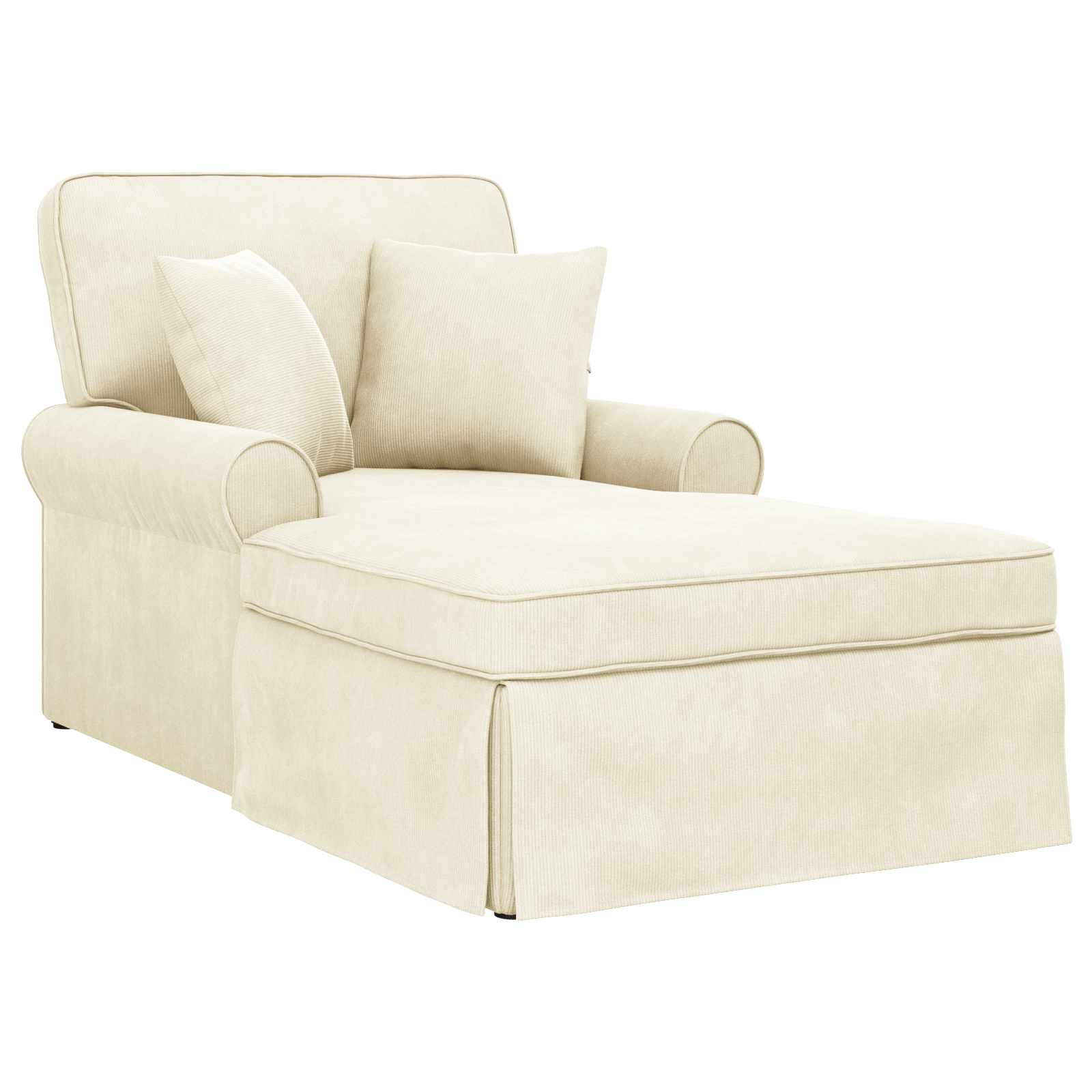 Chaise Lounge mit Rock mit Kissen 3 pcs Hellgrau Cordstoff
