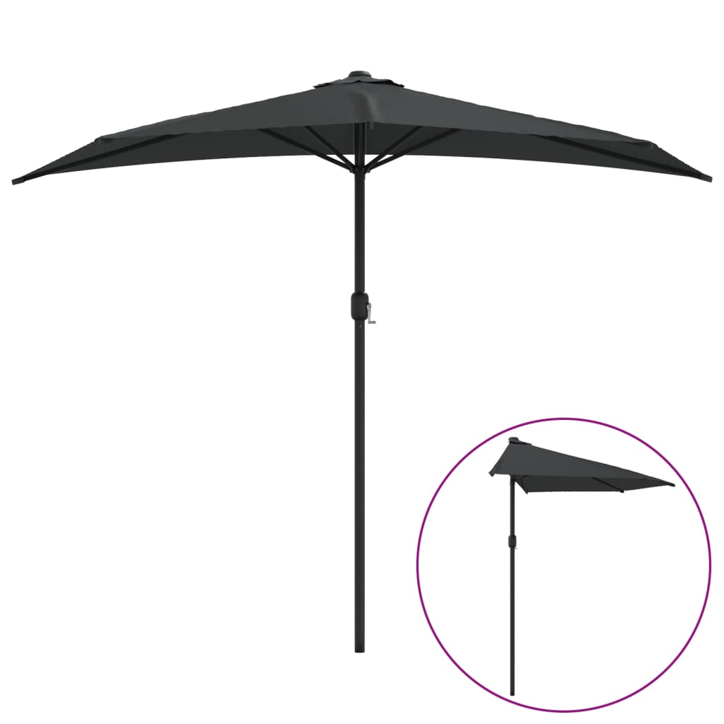 Balkon-Sonnenschirm Alu-Mast Bordeauxrot 270x144x222cm Halbrund