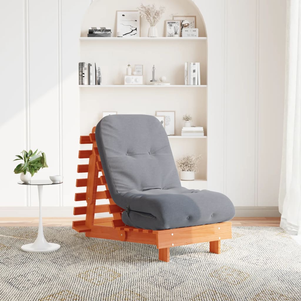 Futon Schlafsofa mit Matratze Braun 70x206x11 Massivholz Kiefer
