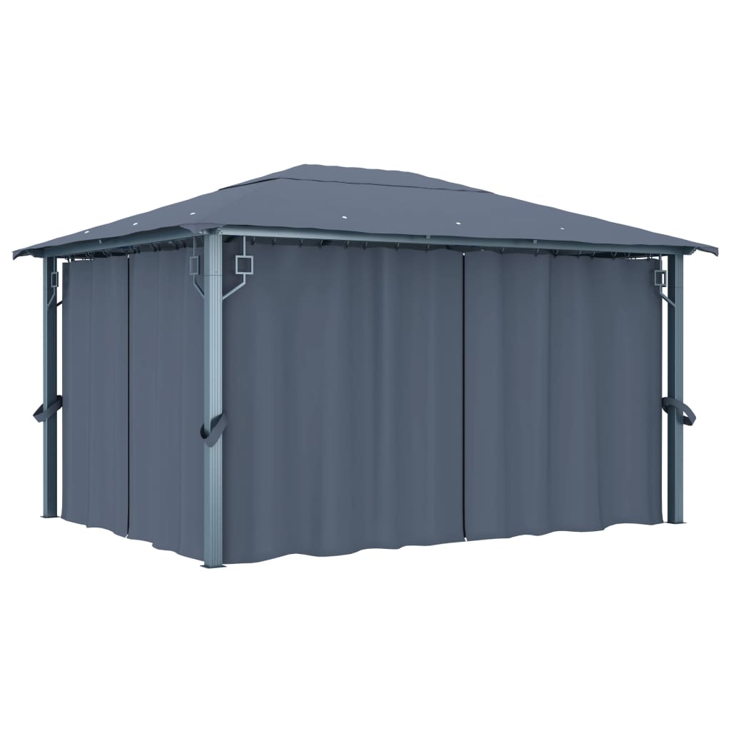 Pavillon mit Vorhang 300x300 cm Taupe Aluminium