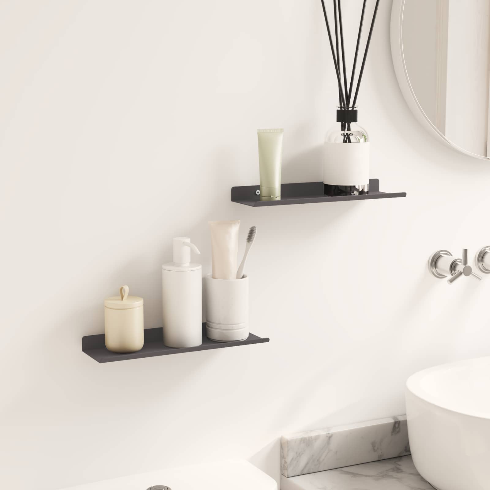 Schwebendes Regal 3 pcs Schwarz 40 x 9 x 2,5 cm Stahl