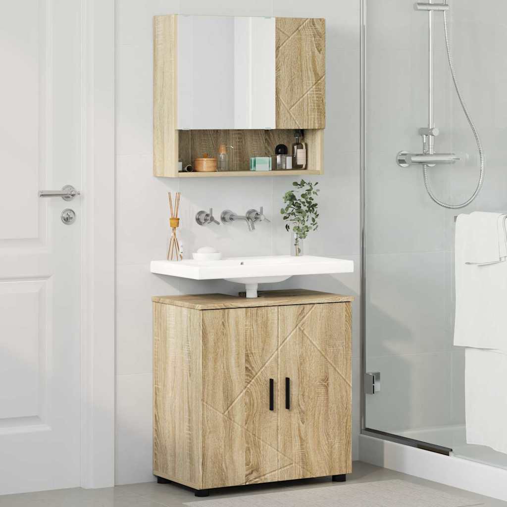 Badezimmermöbel-Set mit Tür 2 pcs Weiß Holzwerkstoff & Metall