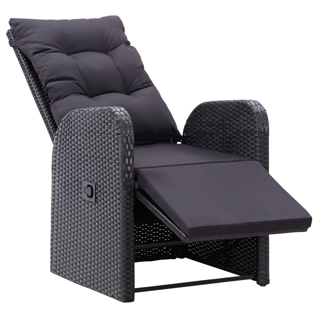 Garten-Liegestühle mit Kissen 2 Stk. Grau Poly Rattan