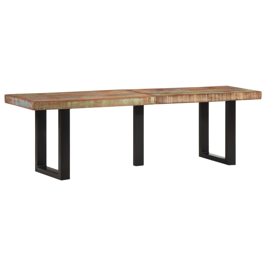 Sitzbank mit Naturkanten 110 cm Akazie Massivholz und Stahl