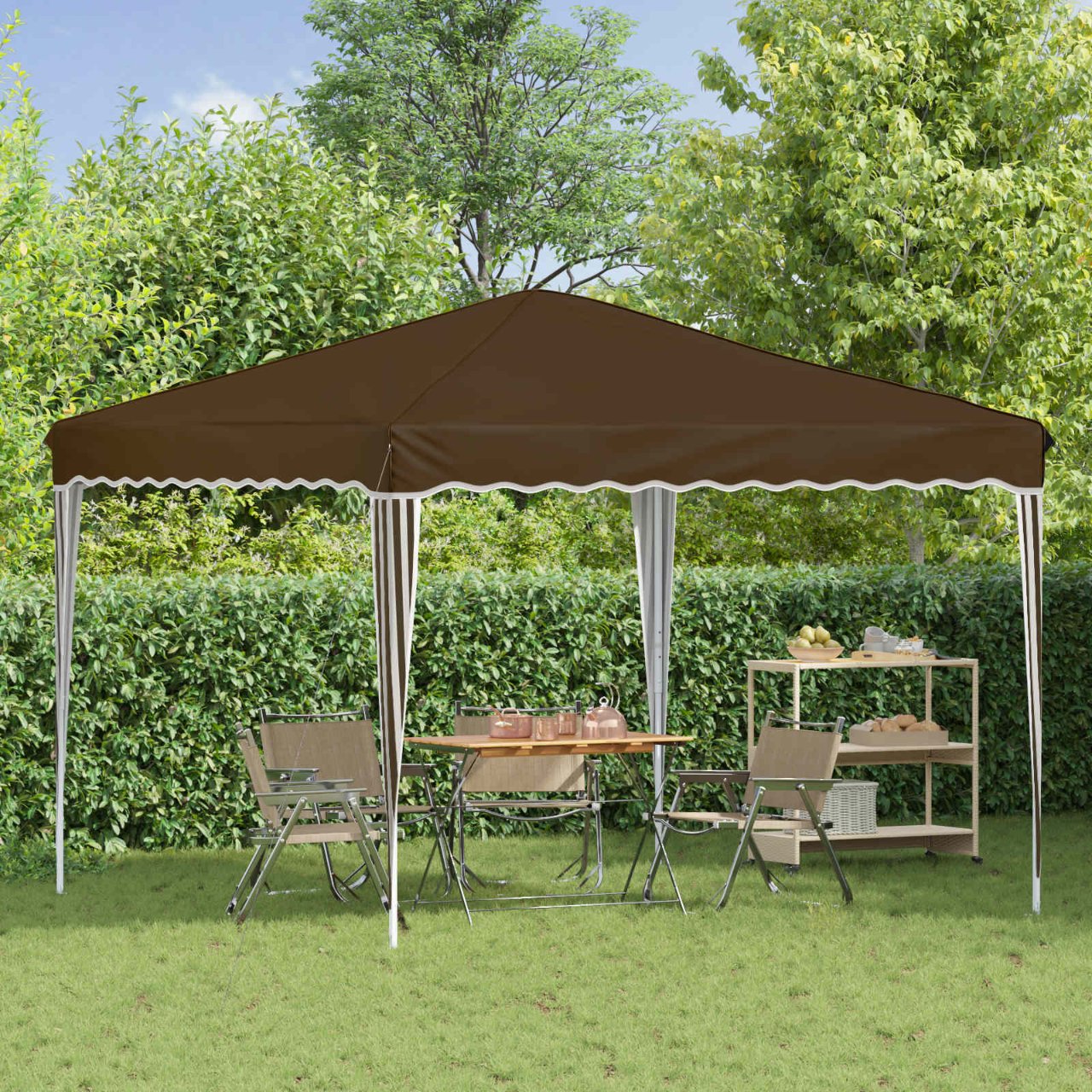 Pop-up Partyzelt 288 x 288 x 245 cm Creme Oxford-Stoff