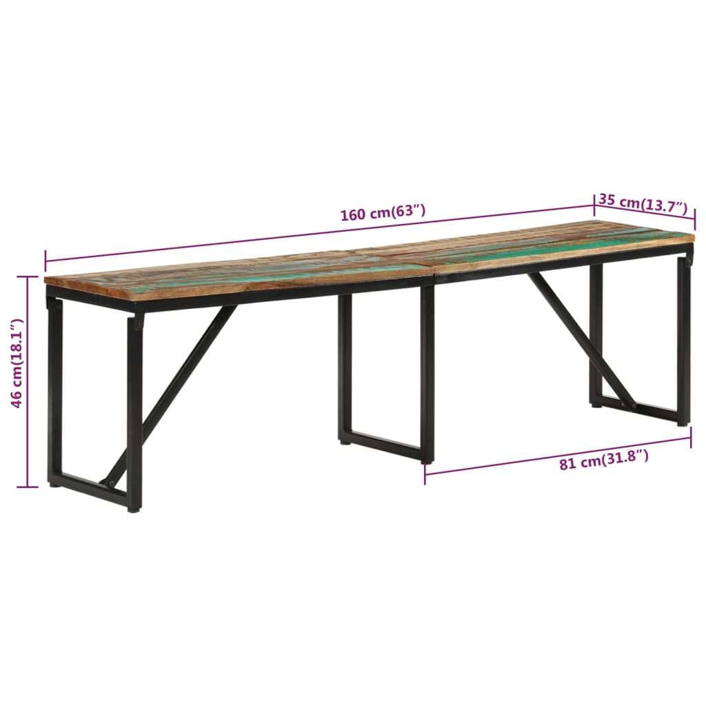 Sitzbank Massivholz 110x35x45 cm