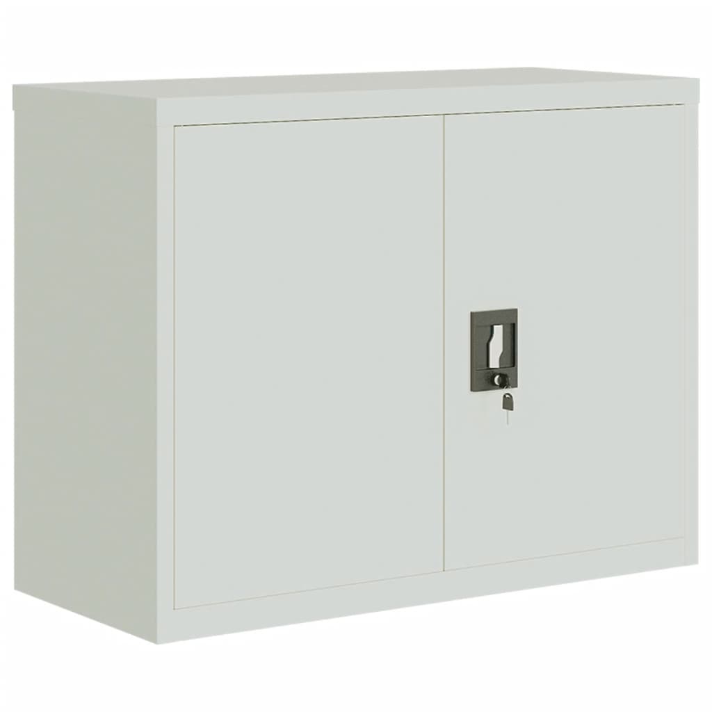 Aktenschrank mit 2 Türen Grau 90 cm Stahl