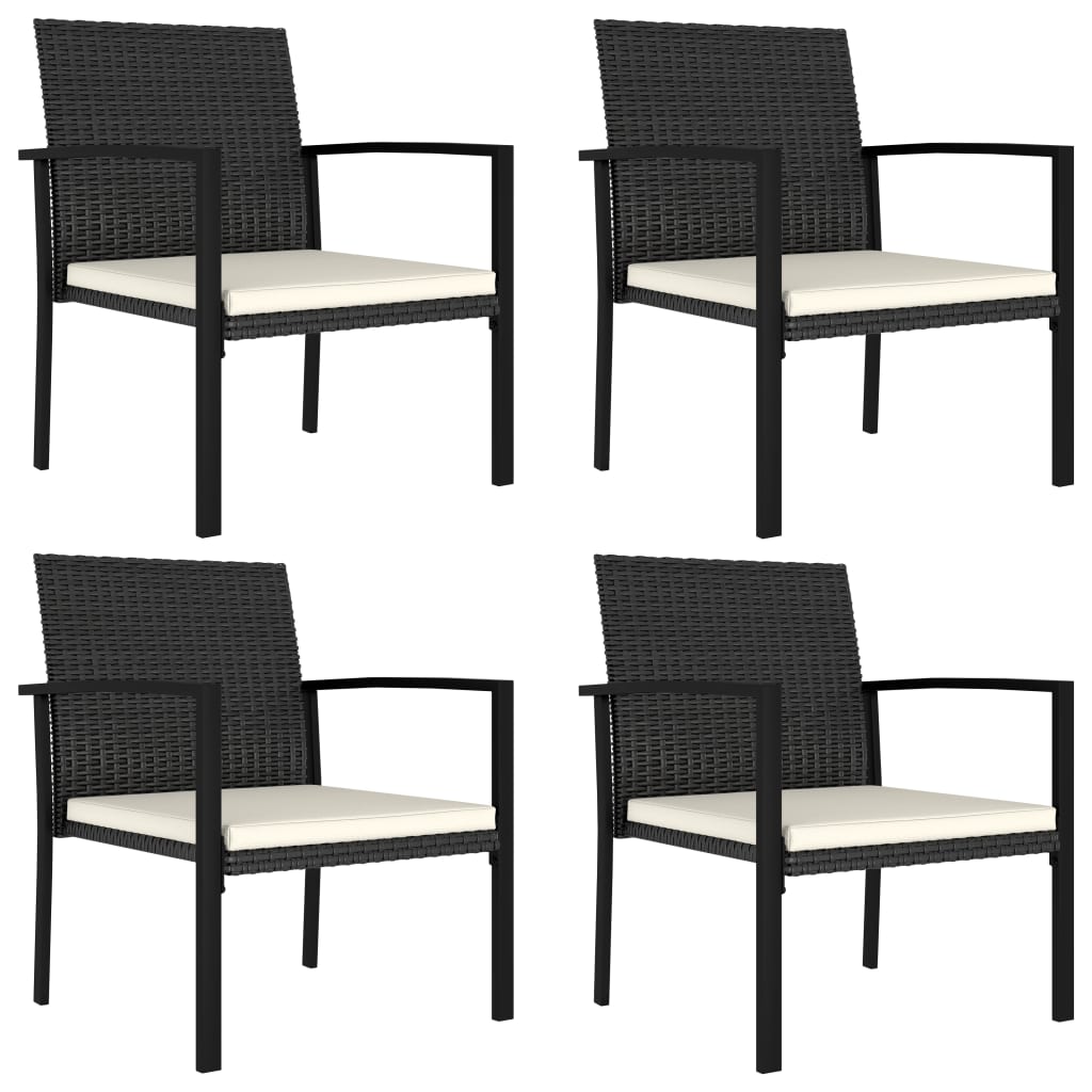 Garten-Essstühle 2 Stk. Poly Rattan Schwarz