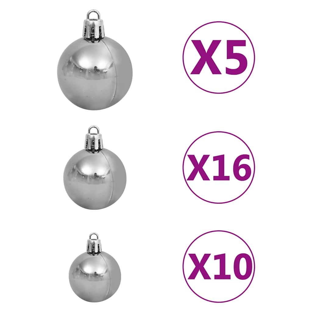 Künstlicher Weihnachtsbaum mit Beleuchtung & Kugeln Grün 180 cm